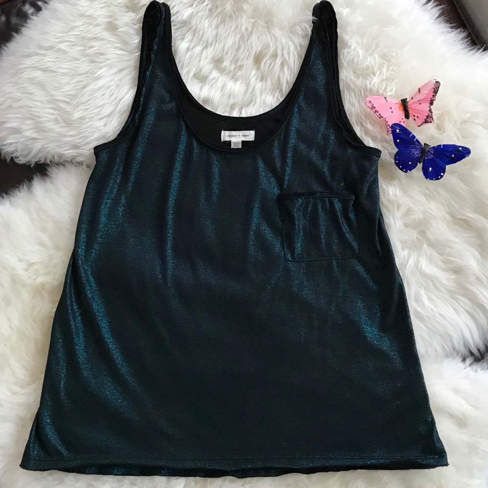 Pins & Needles Black/Aqua Sparkle Tank Size XS